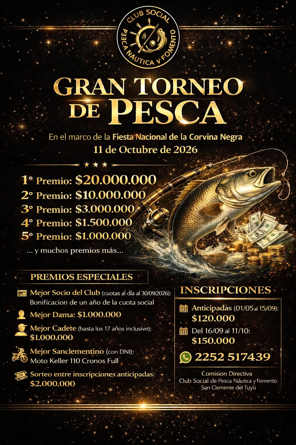 El Club organiza un Gran Torneo de Pesca con premios millonarios