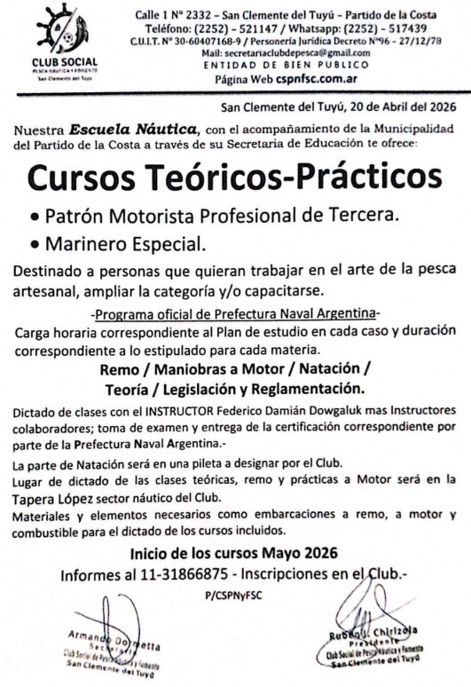 Nuevos cursos de la escuela de nautica