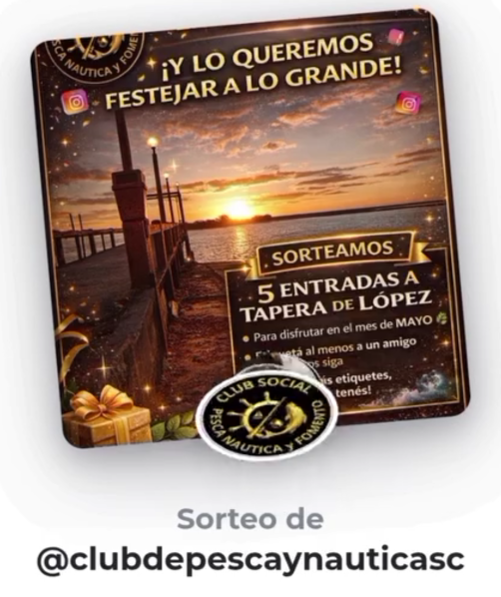 El Club de Pesca realizó el sorteo por los 3.000 seguidores en Instagram