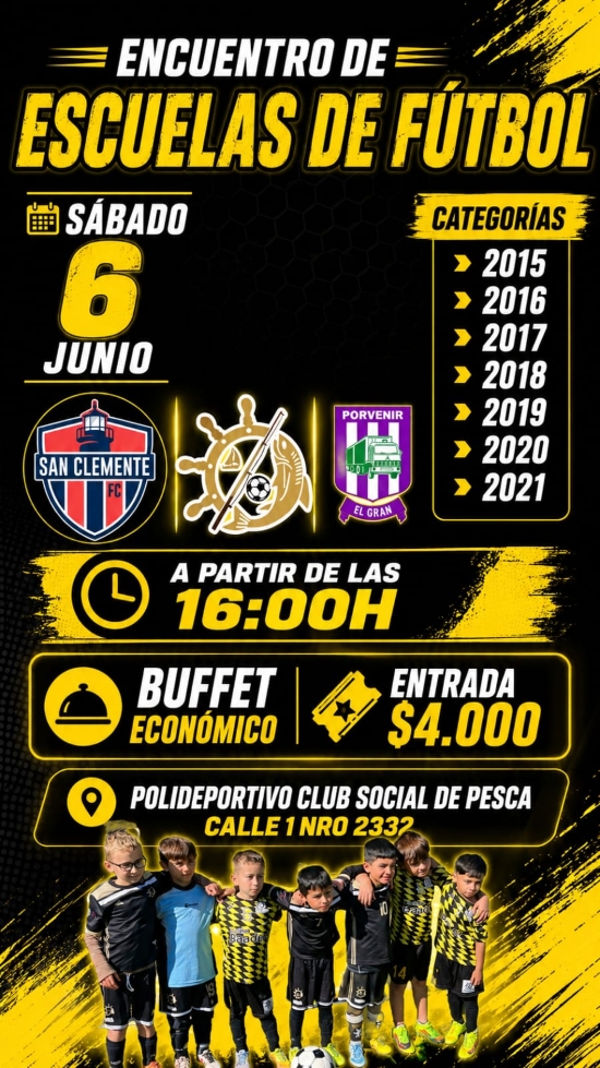 El próximo 6 de junio se realizará un encuentro de escuelas de fútbol