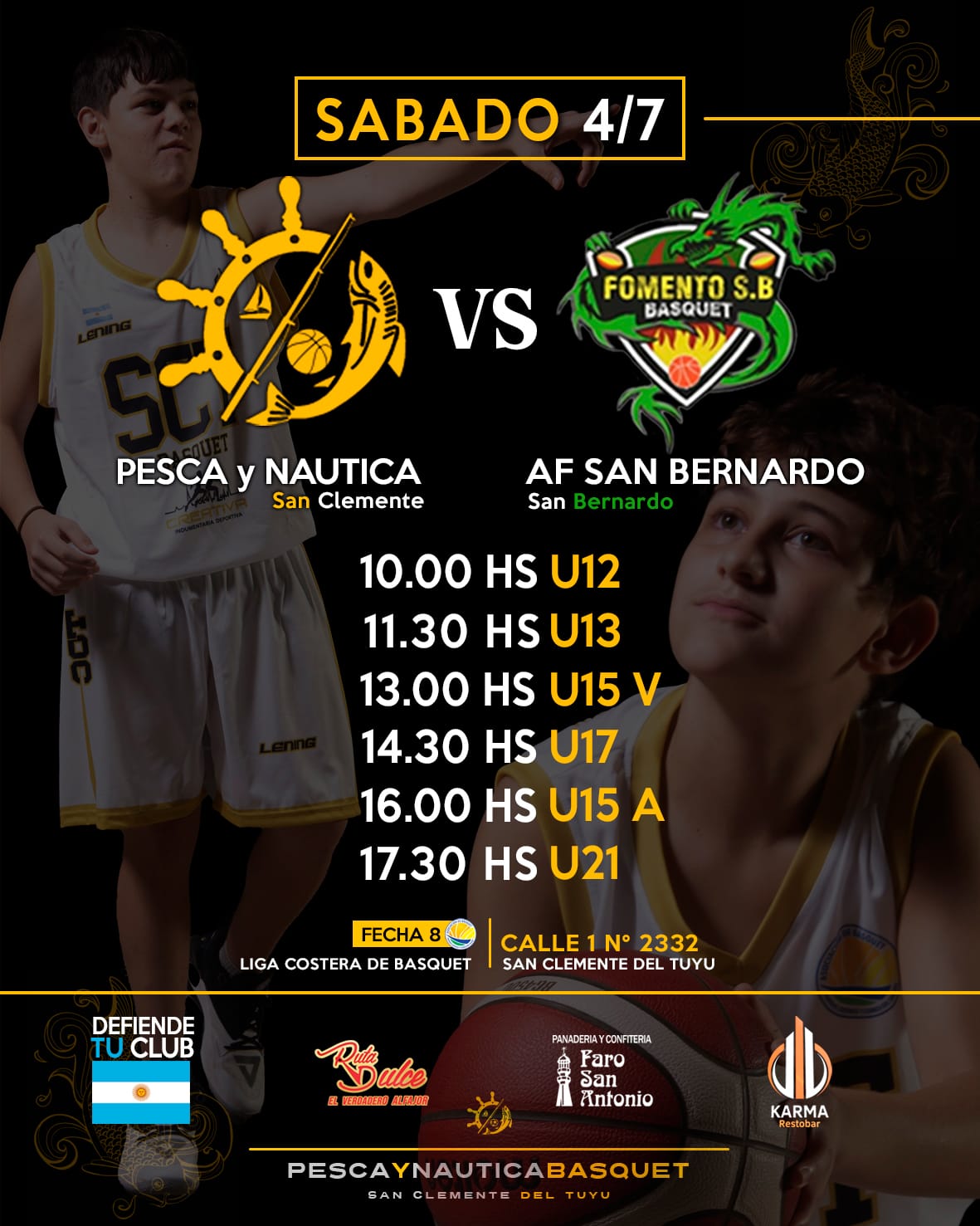 El Club de Pesca y Náutica será sede de la octava fecha de la Liga Costera de Básquet