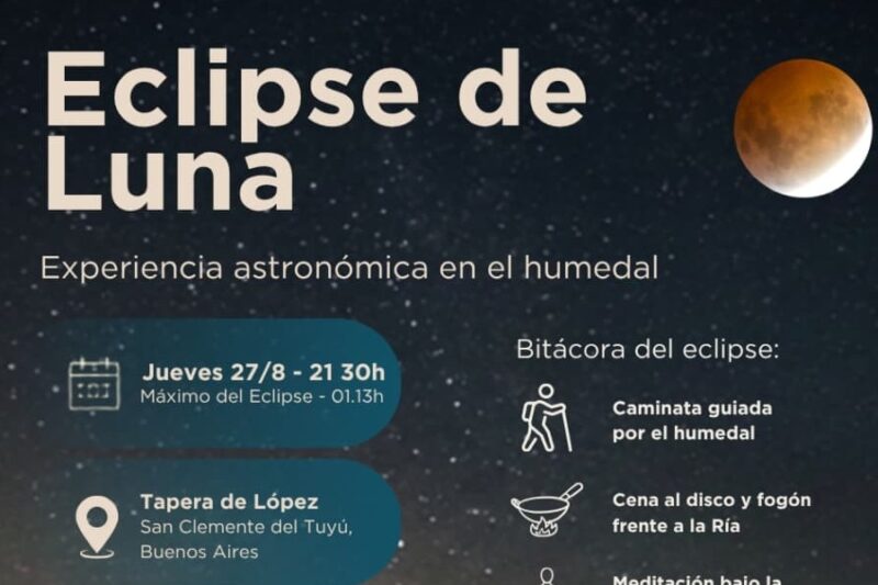 Una noche de eclipse en el humedal de Tapera de López