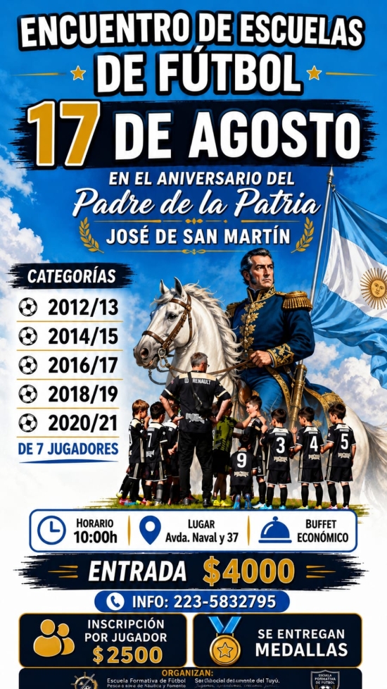 El 17 de agosto llega el gran encuentro anual de las Escuelas de Fútbol El 17 de agosto llega el gran encuentro anual de las Escuelas de Fútbol