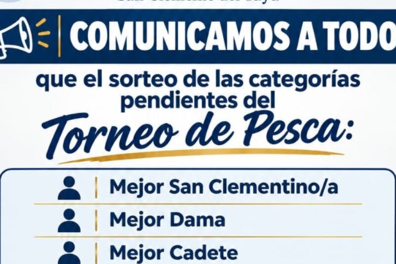 El Club realizará el sorteo de las categorías pendientes del torneo de pesca
